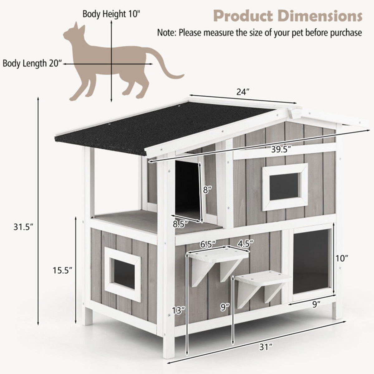 2-Story Wooden Outdoor Feral Cat House - image 8