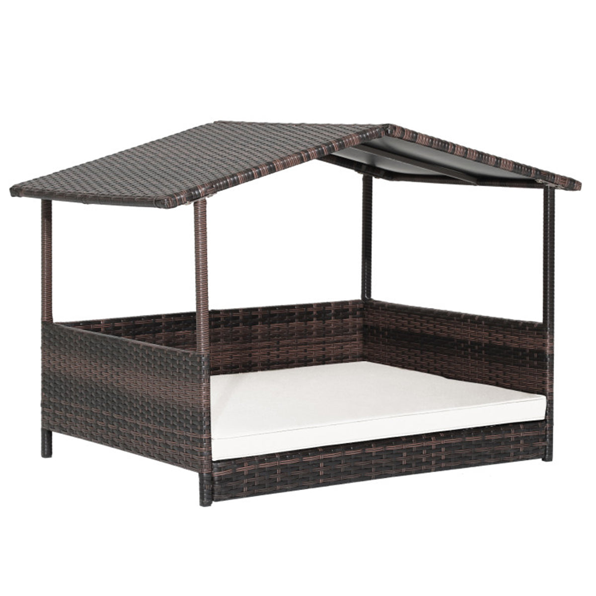 Outdoor Wicker Dog House with Weatherproof Roof - image 2