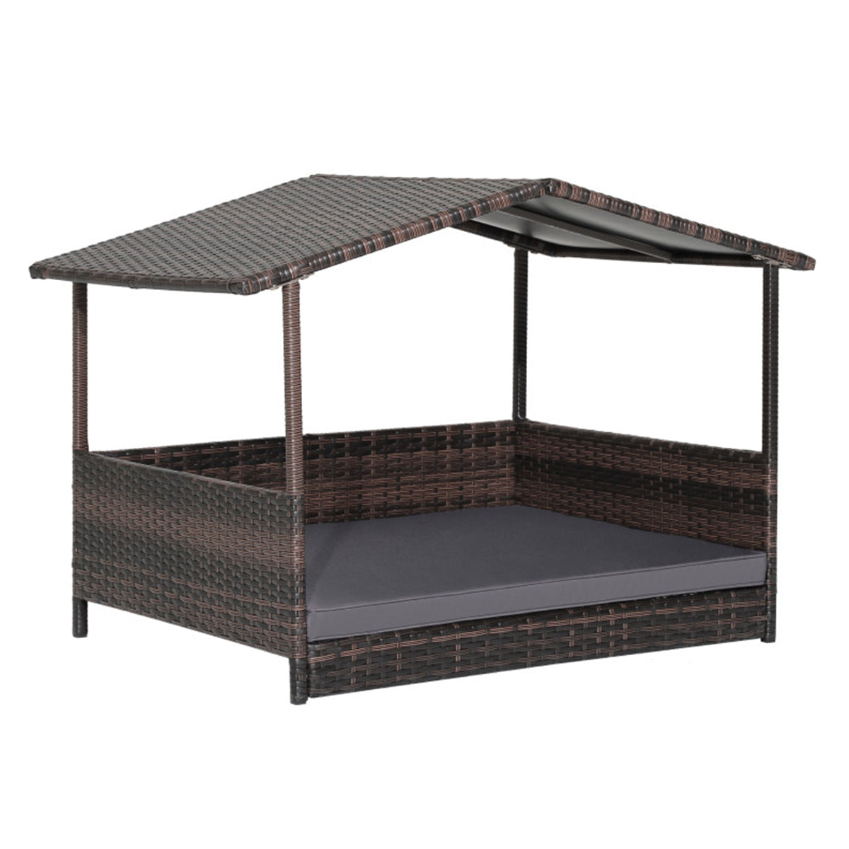 Outdoor Wicker Dog House with Weatherproof Roof - image 6