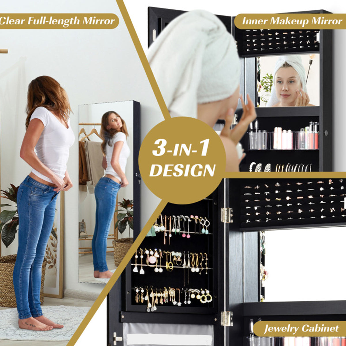 Mirrored Jewelry Cabinet Organizer - image 3