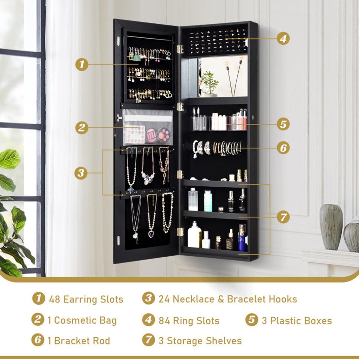 Mirrored Jewelry Cabinet Organizer - image 5