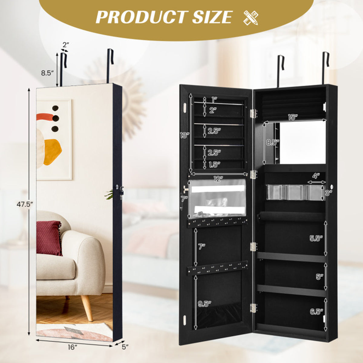 Mirrored Jewelry Cabinet Organizer - image 8
