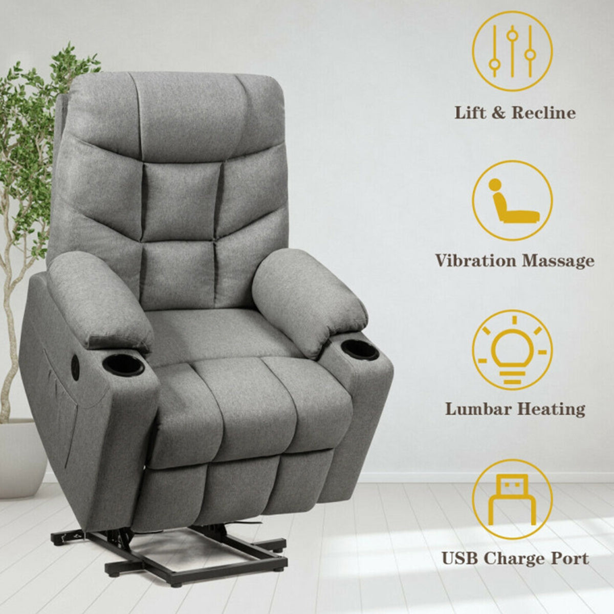Electric Power Lift Heated Massage Chair Recliner - image 4