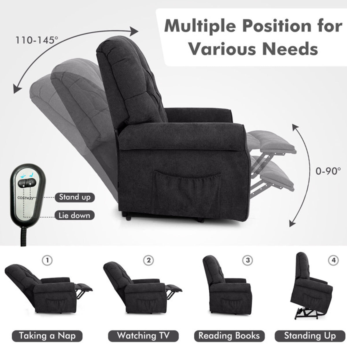 Electric Power Lift Recliner with Adjustable Backrest and Footrest - image 3