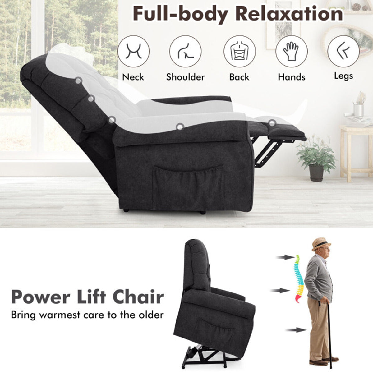 Electric Power Lift Recliner with Adjustable Backrest and Footrest - image 4