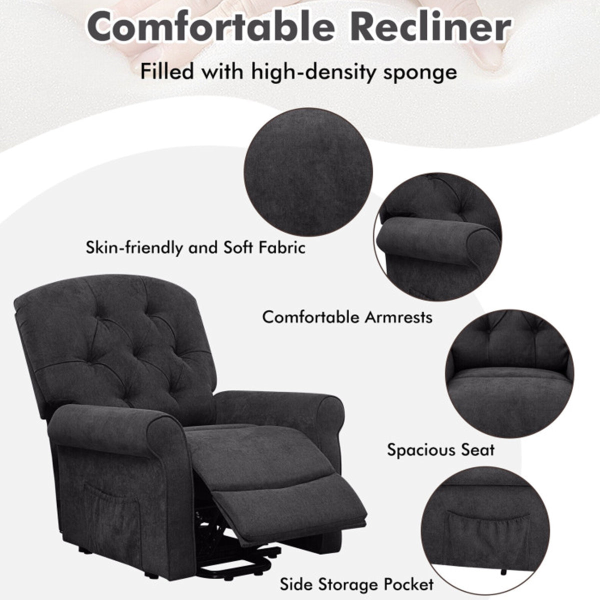 Electric Power Lift Recliner with Adjustable Backrest and Footrest - image 6