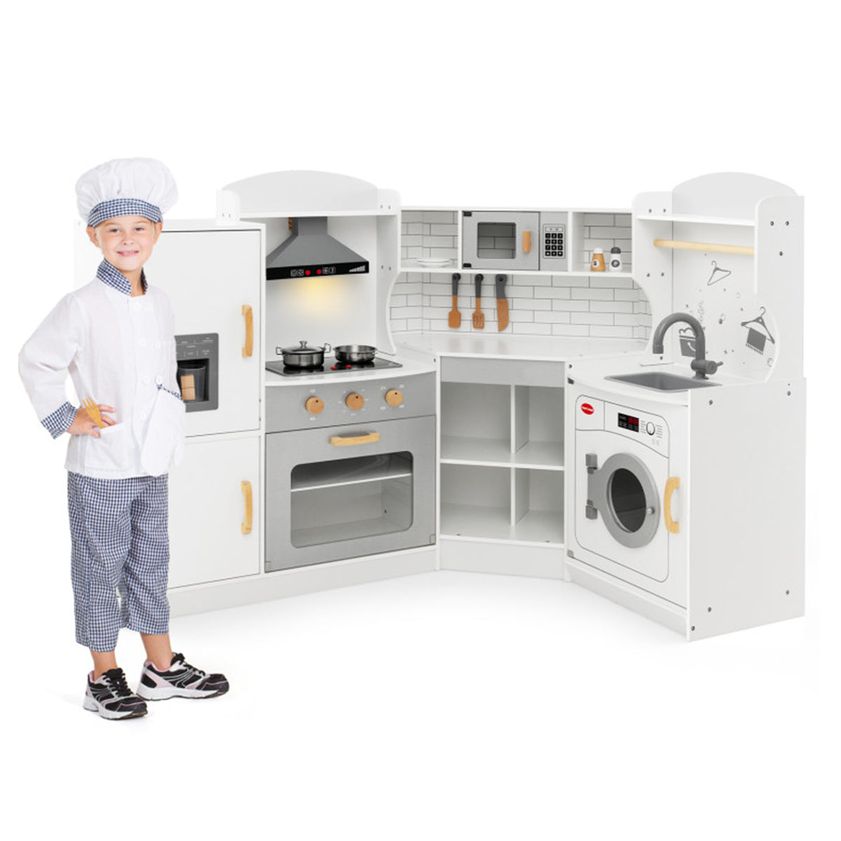 Corner Wooden Pretend Play Kitchen - image 2