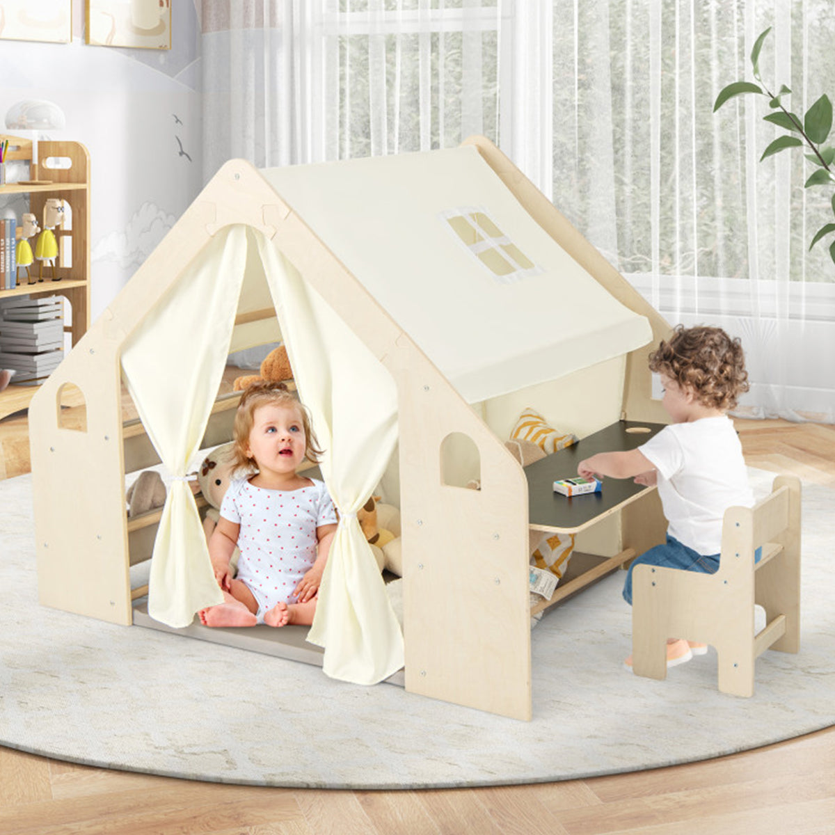 6-in-1 Wooden Indoor Play Tent
