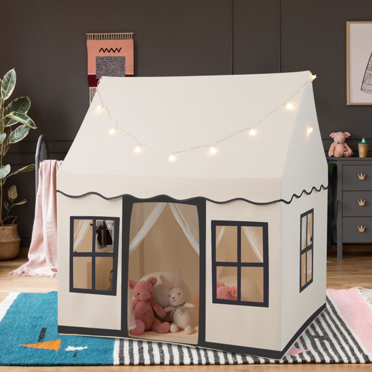 Large Kids Play Tent with Star String Lights - image 8