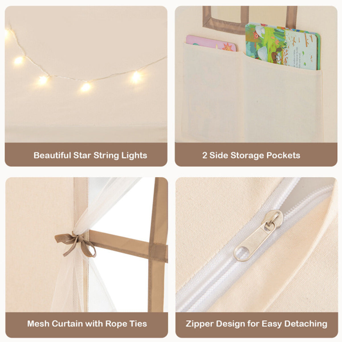 Large Kids Play Tent with Star String Lights - image 14