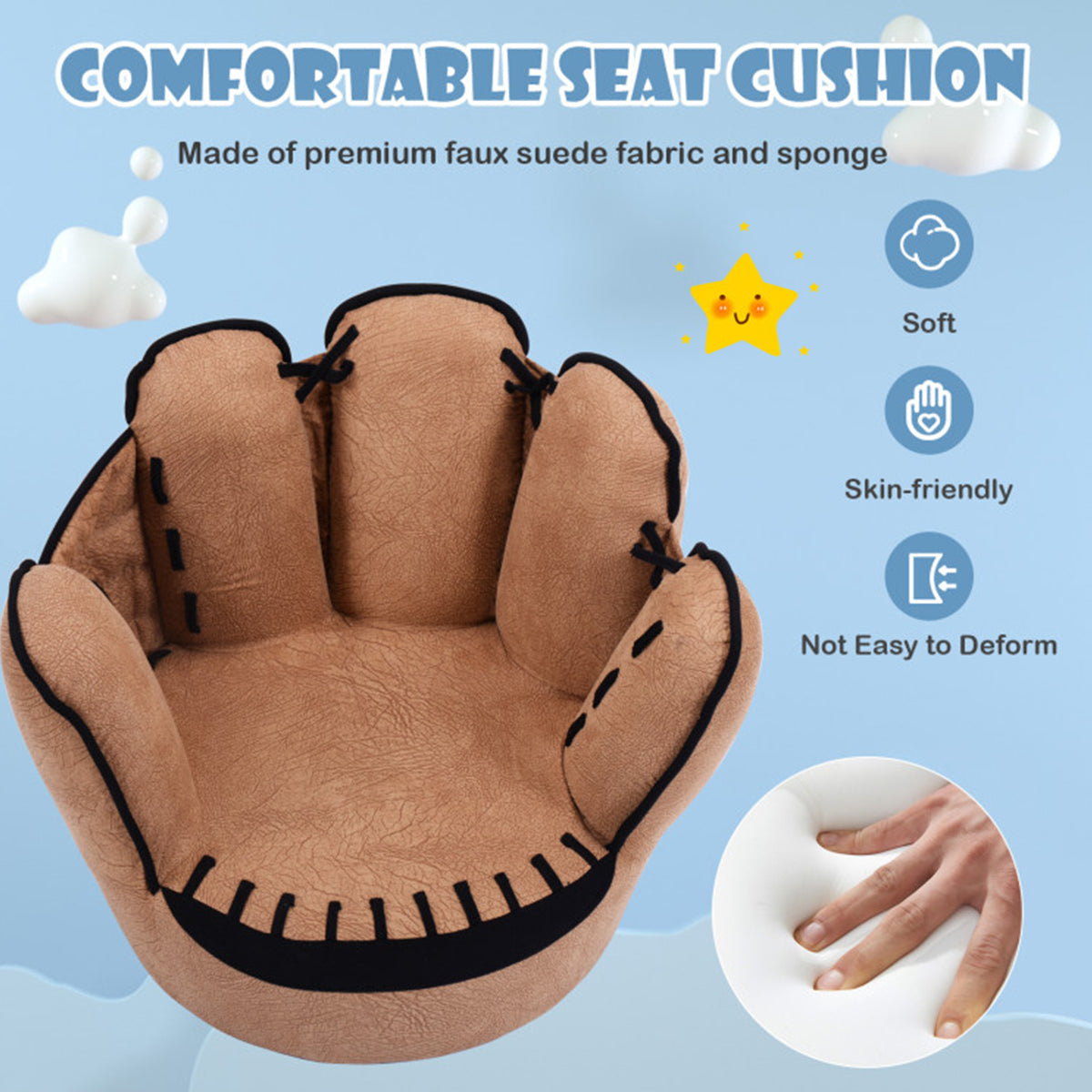 Baseball Glove Shaped Kids Upholstered Sofa - image 6