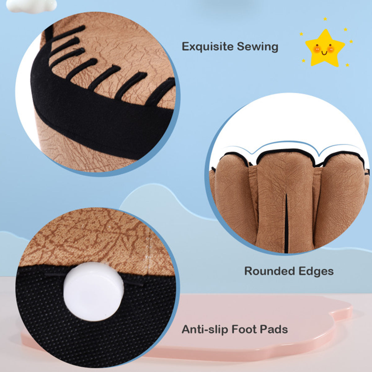Baseball Glove Shaped Kids Upholstered Sofa - image 7