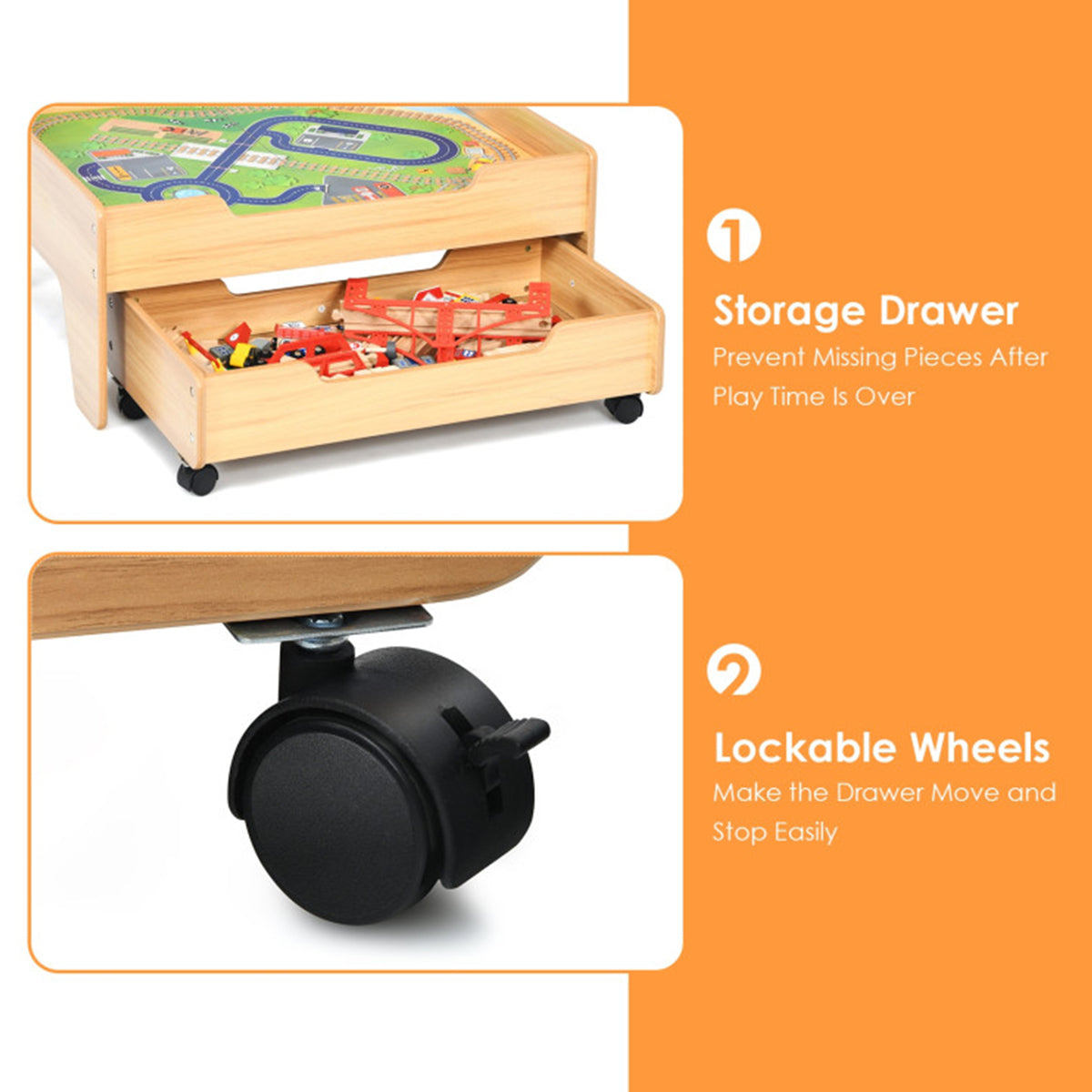Kids Wooden 100-Piece Railway Set Table - image 7