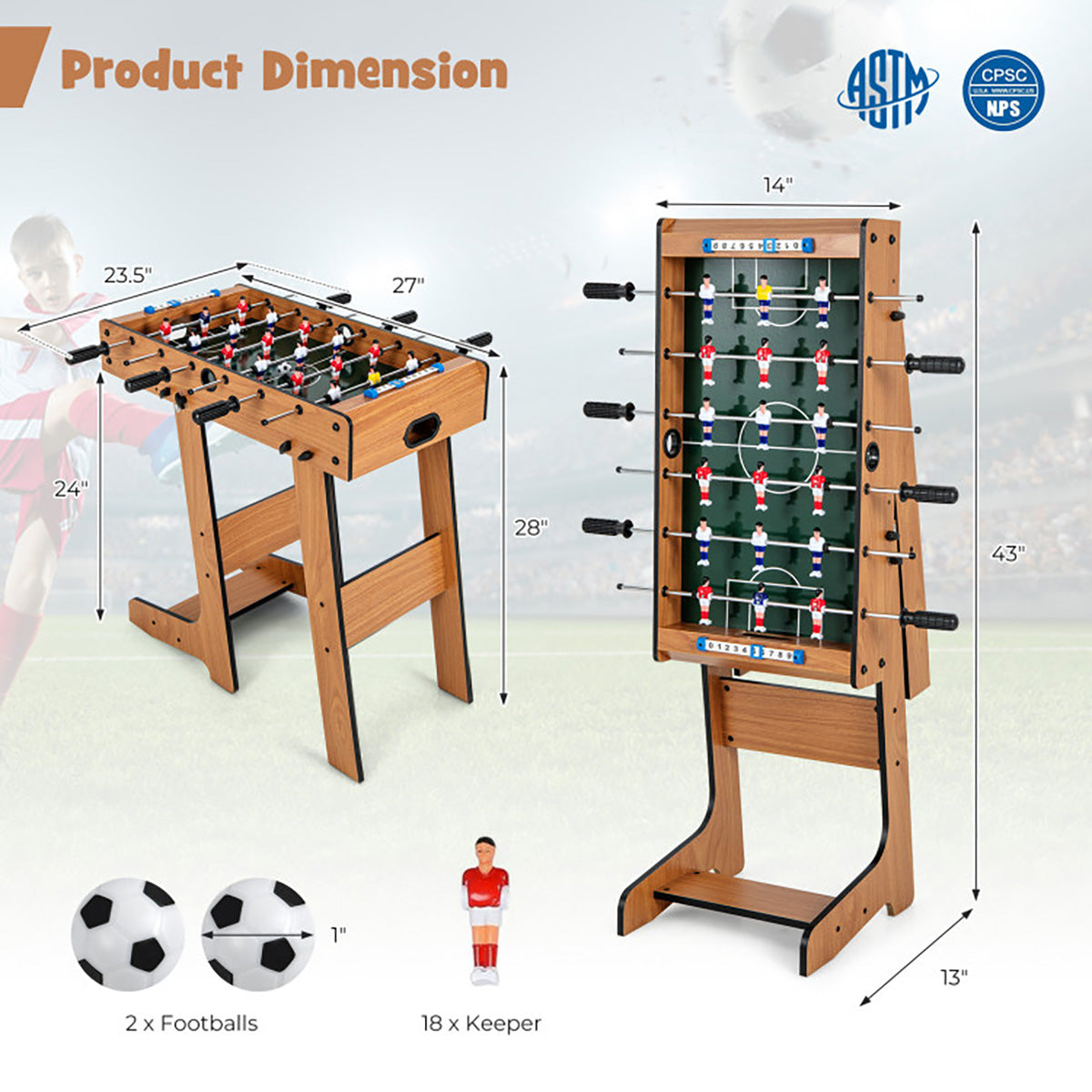 27'' Folding Foosball Table - image 7