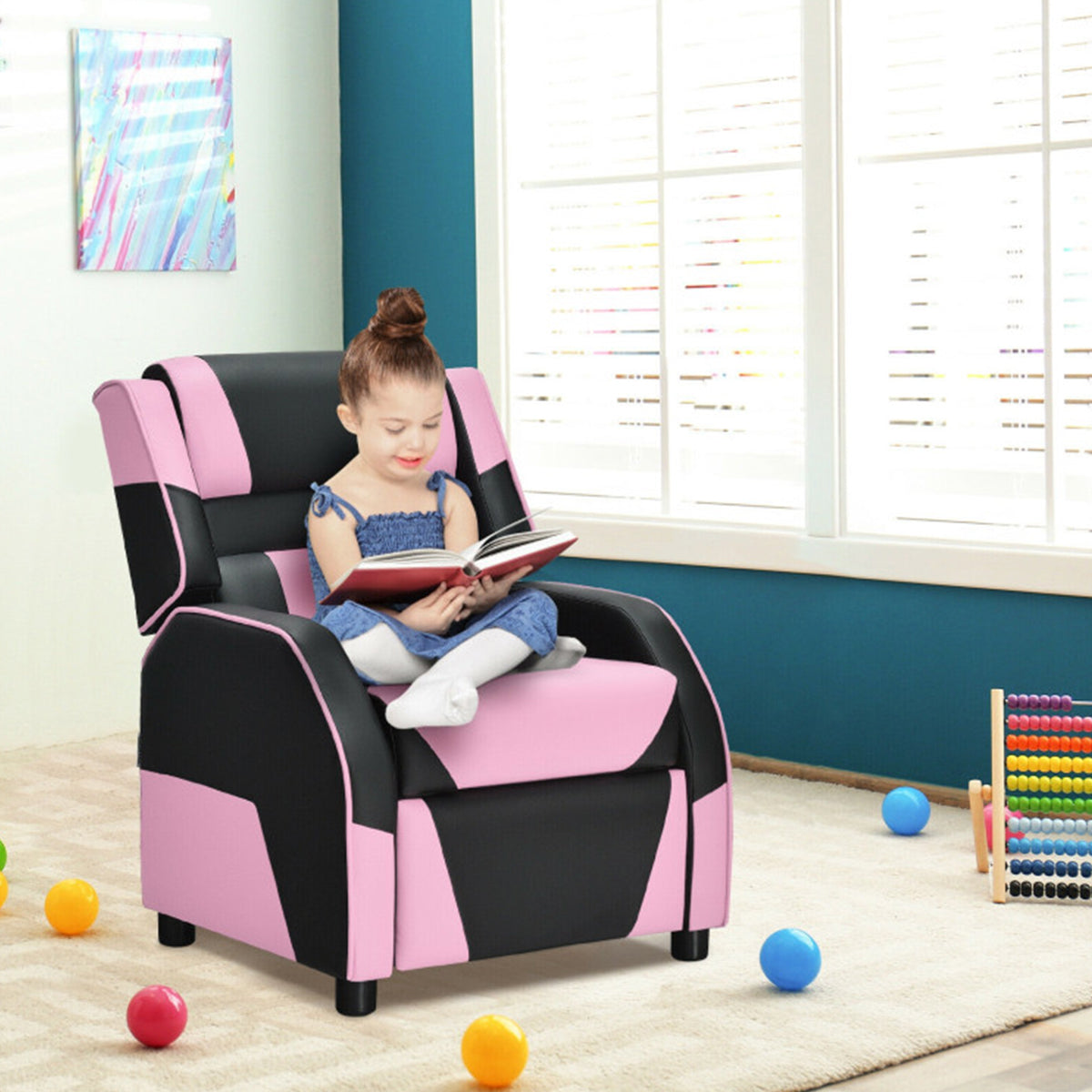 Kids Gaming Sofa Recliner with Headrest and Footrest - image 9