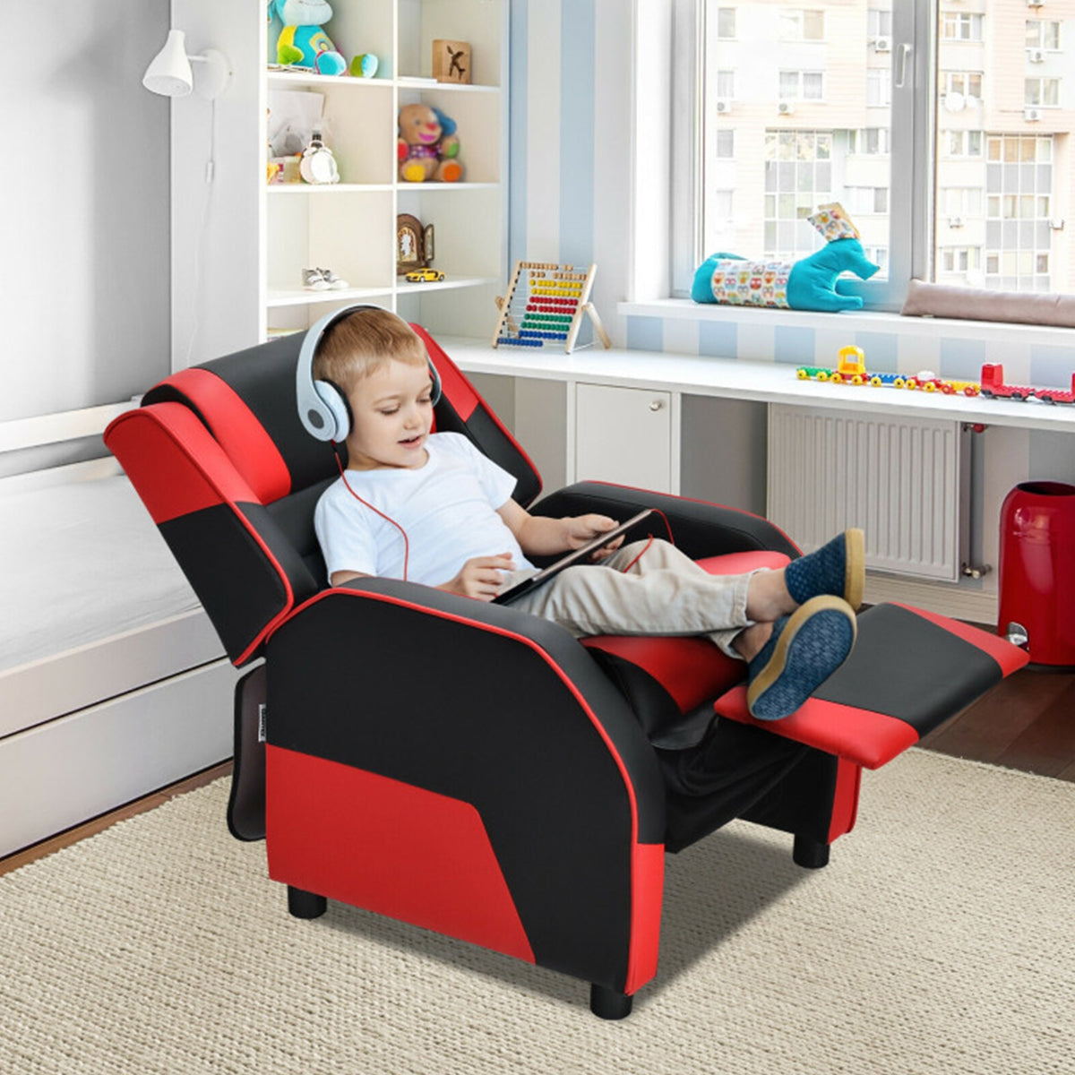 Kids Gaming Sofa Recliner with Headrest and Footrest - image 33