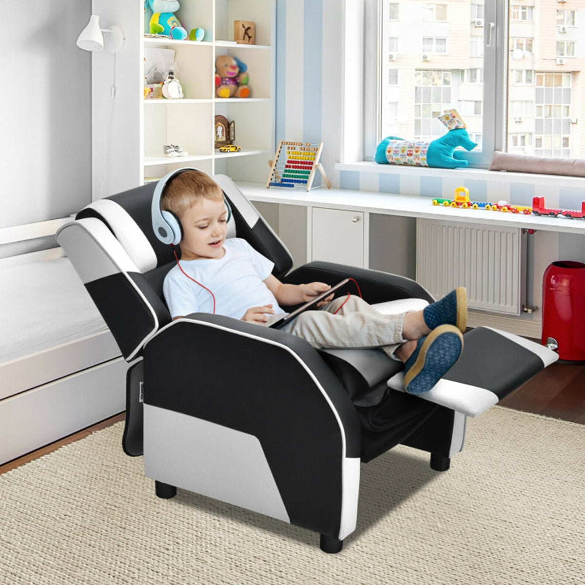 Kids Gaming Sofa Recliner with Headrest and Footrest - image 49