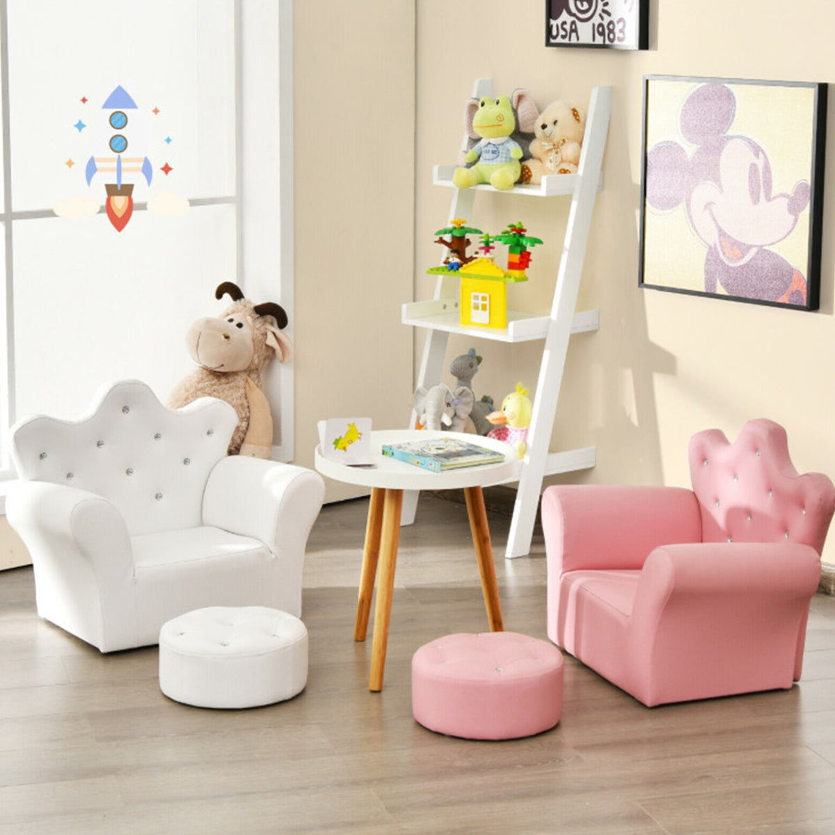 Kids Princess Sofa with Ottoman