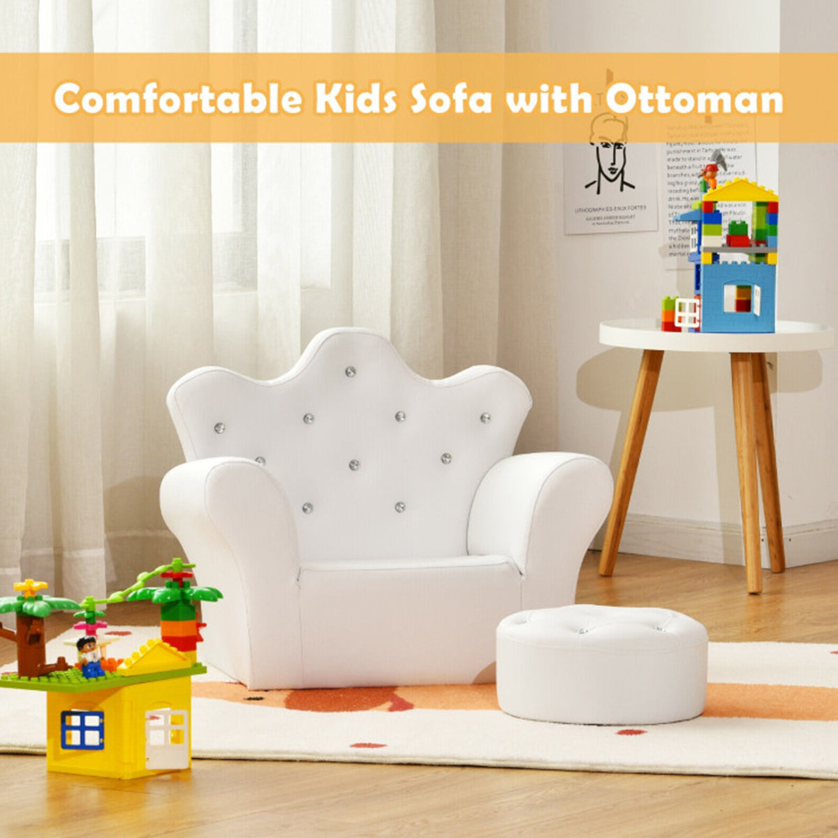 Kids Princess Sofa with Ottoman - image 11