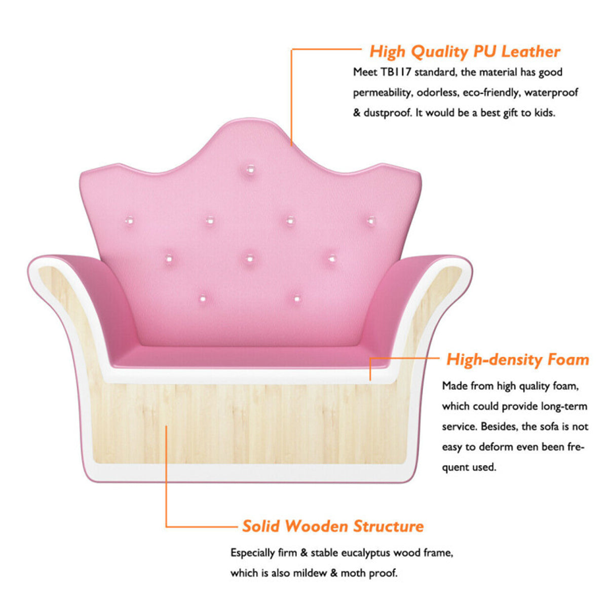 Kids Princess Sofa with Ottoman - image 6