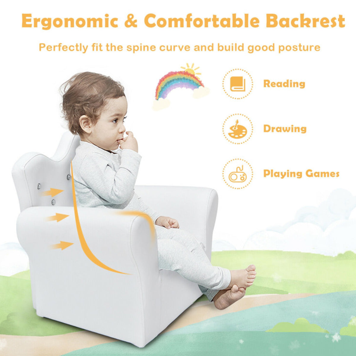 Kids Princess Sofa with Ottoman - image 17