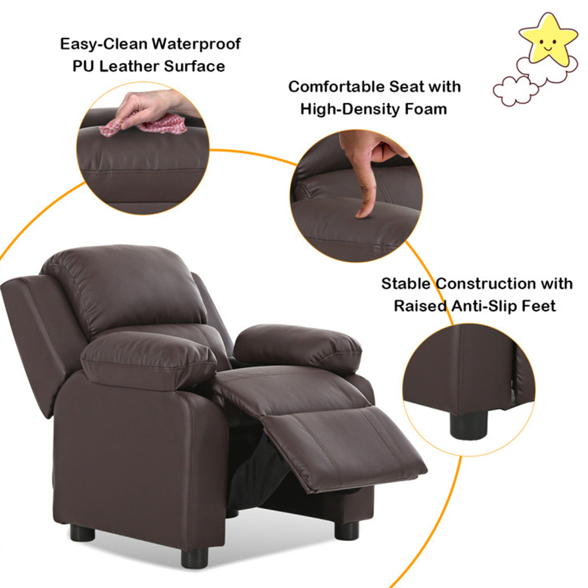 Kids Deluxe Recliner Chair with Storage Arms - image 16