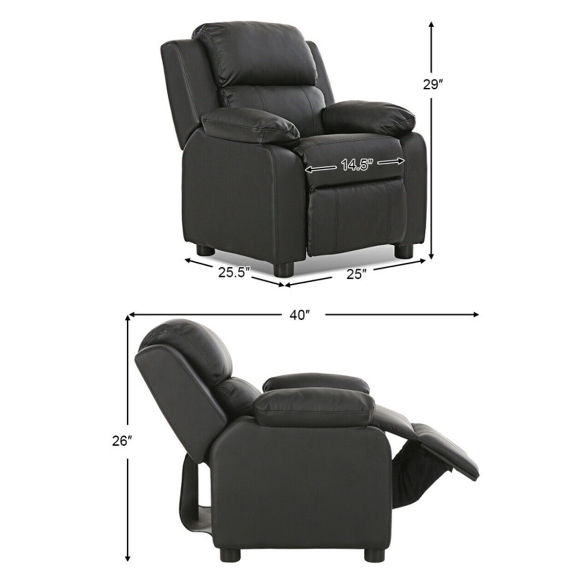 Kids Deluxe Recliner Chair with Storage Arms - image 10