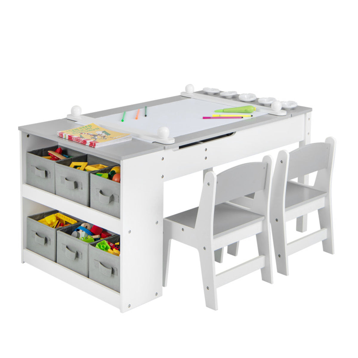 2-in-1 Kids Art Table and Easel Set with Chairs - image 2