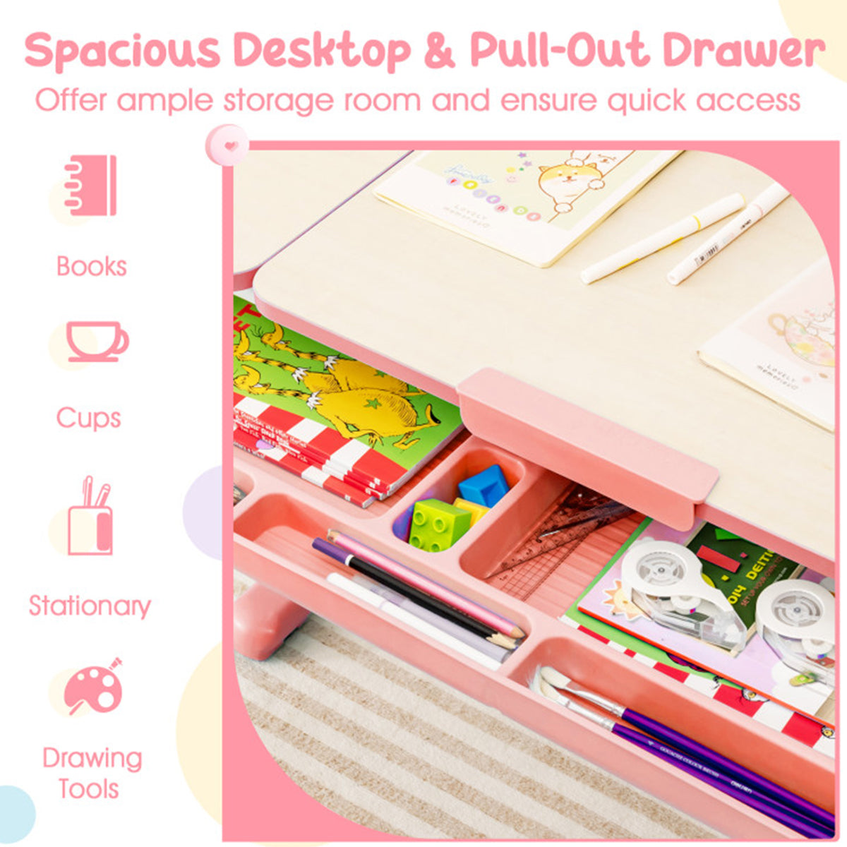 Height-Adjustable Kids Desk and Chair Set - image 15