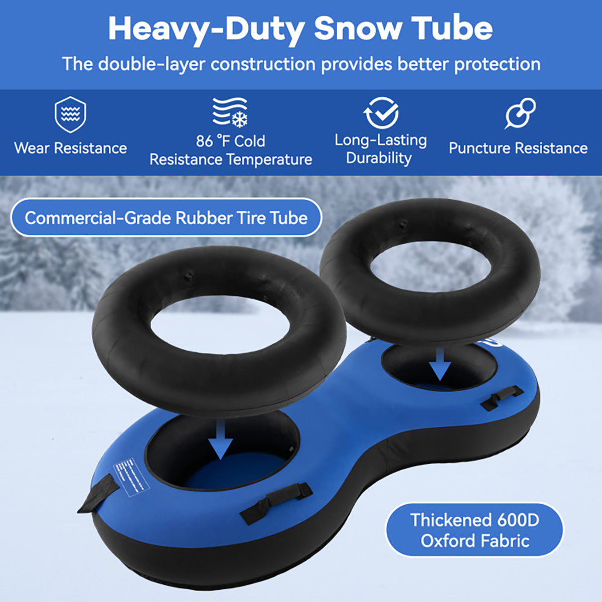 80'' 2-Person Heavy-Duty Inflatable Snow Sled - image 15