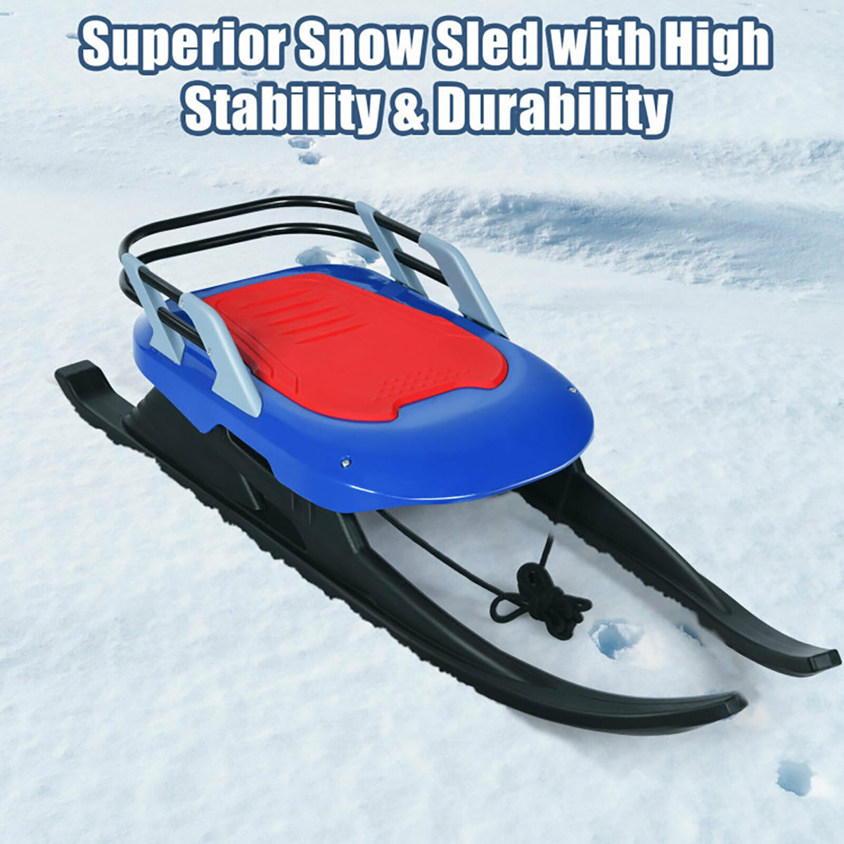 Kids Folding Metal Snow Sled with Pull Rope - image 3