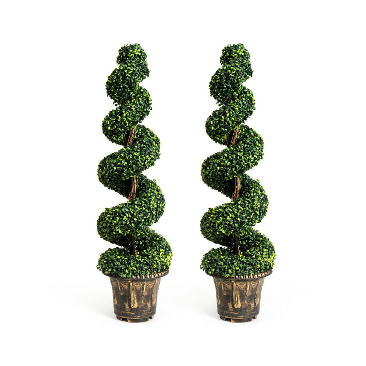 4' Artificial Boxwood Spiral Topiary Trees (Set of 2)