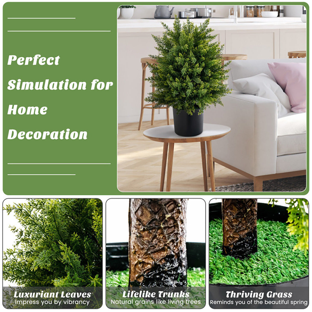 Artificial Cedar Topiary Ball Trees (Set of 2) - image 3