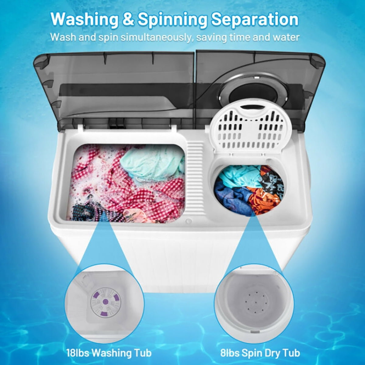Portable Semi-Automatic Washing Machine with Built-in Drain Pump - image 6