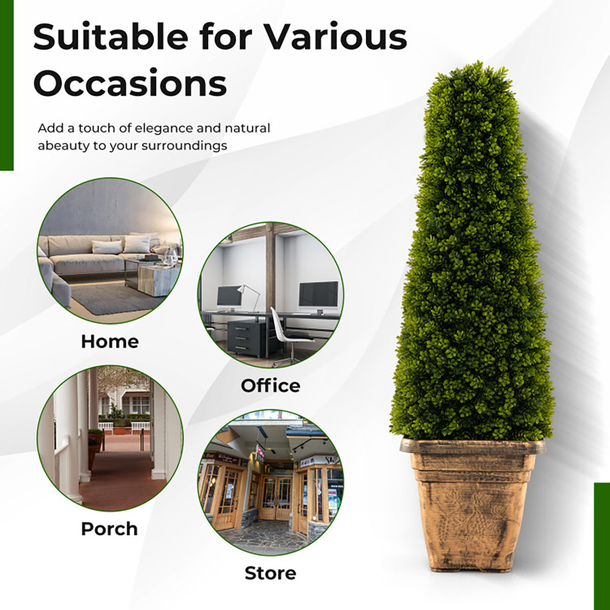 3' Artificial Boxwood Topiary Tree with Cement Flowerpot - image 5