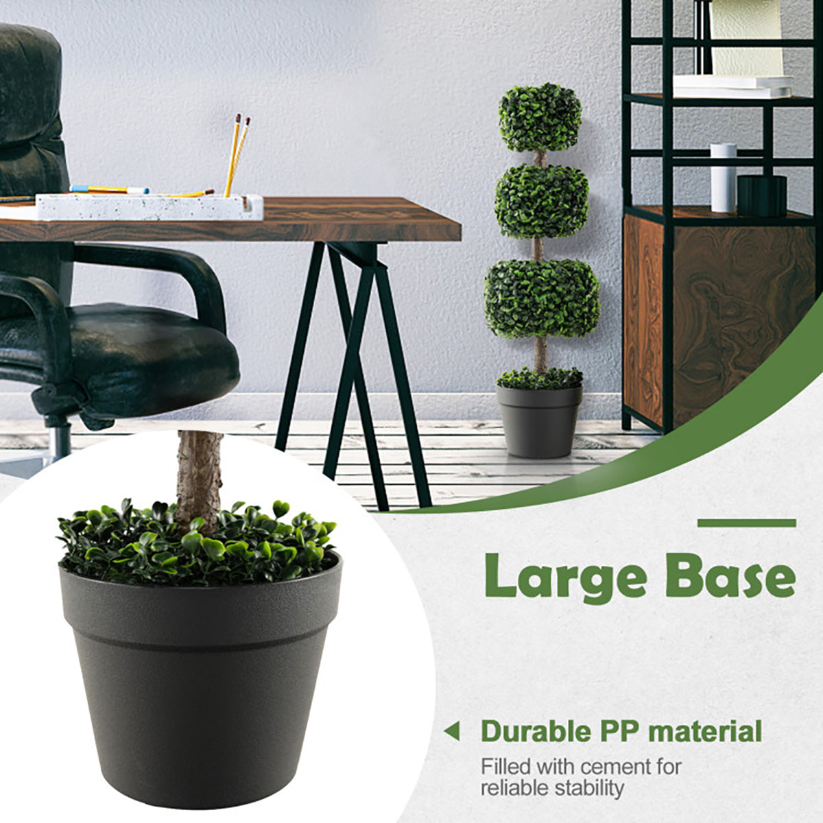 35'' Artificial Boxwood Topiary Ball Tree with Cement Pot - image 5