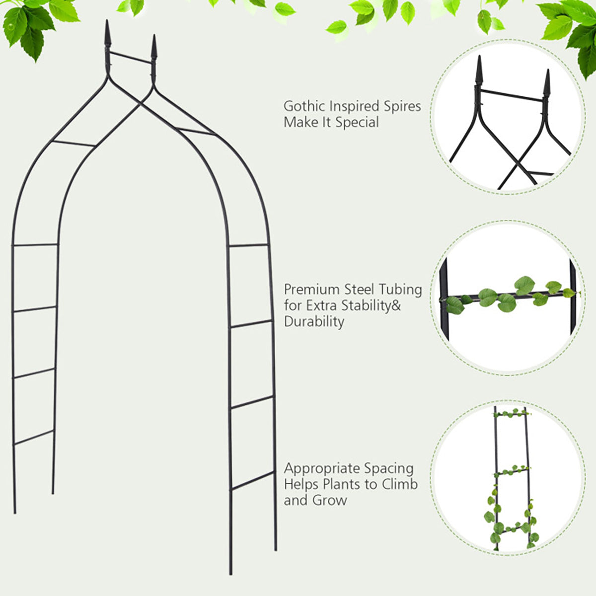 8' Steel Gothic Steel Rose Arch - image 4