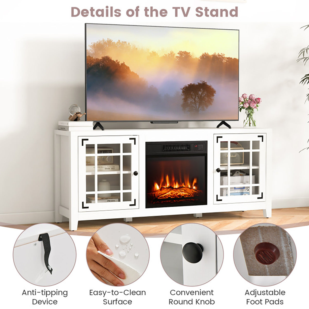 58'' Fireplace TV Stand with Adjustable Shelves - image 26