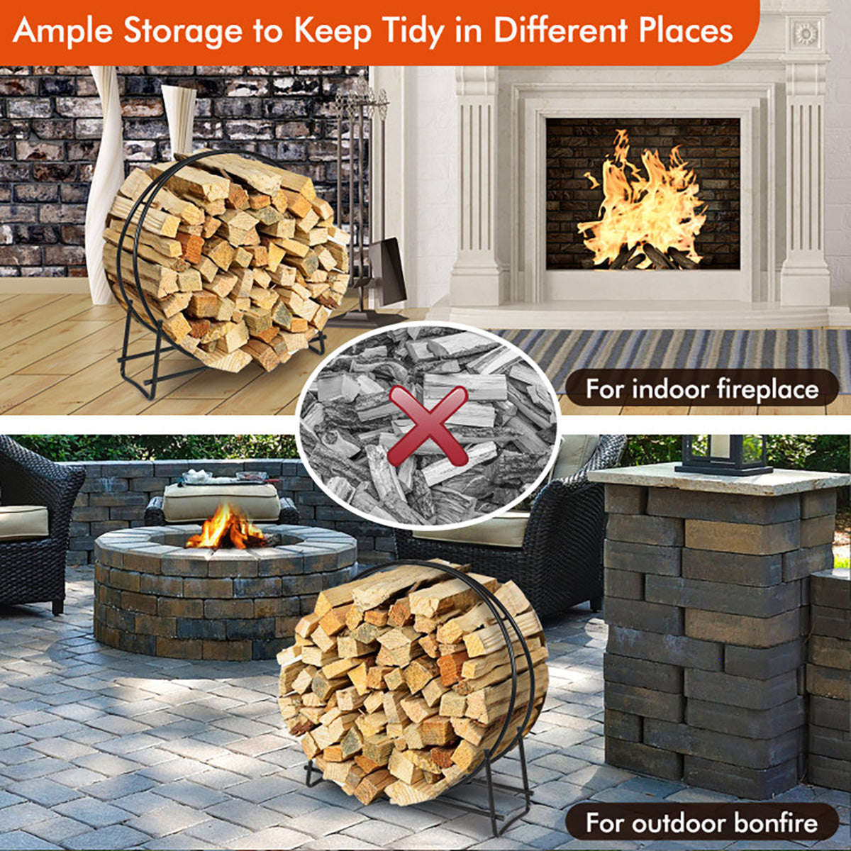 40'' Log Hoop Firewood Storage Rack - image 4