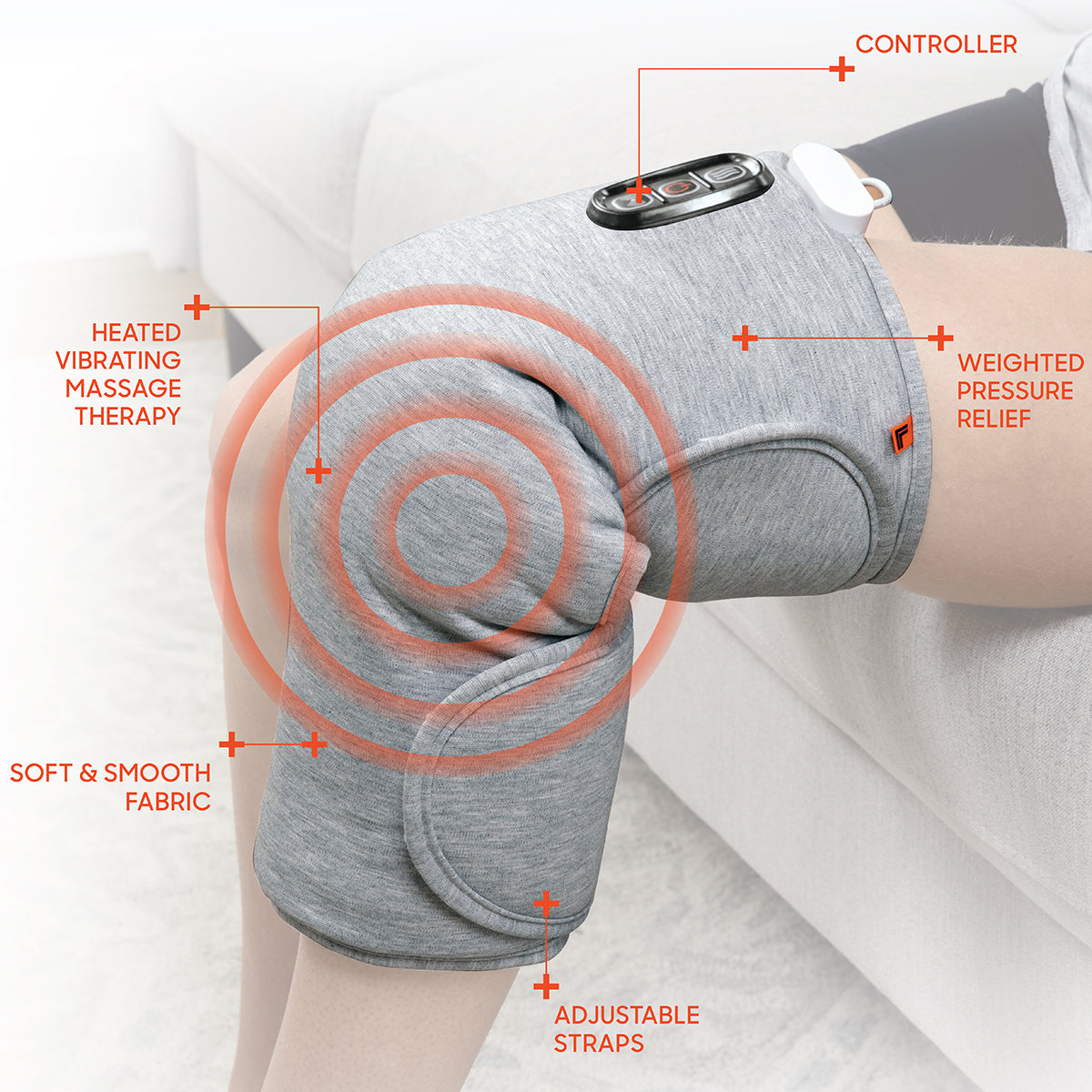 Calming Heat™ Charcoal + Copper Infused Massaging Knee Wrap by Sharper Image - image 2