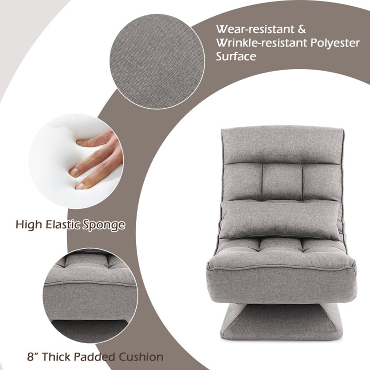 Adjustable 360° Swivel Floor Chair with Massage Pillow - image 12