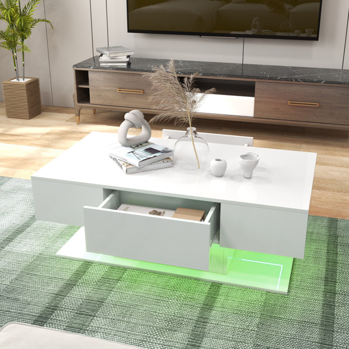 LED Coffee Table with Storage Drawers - image 11