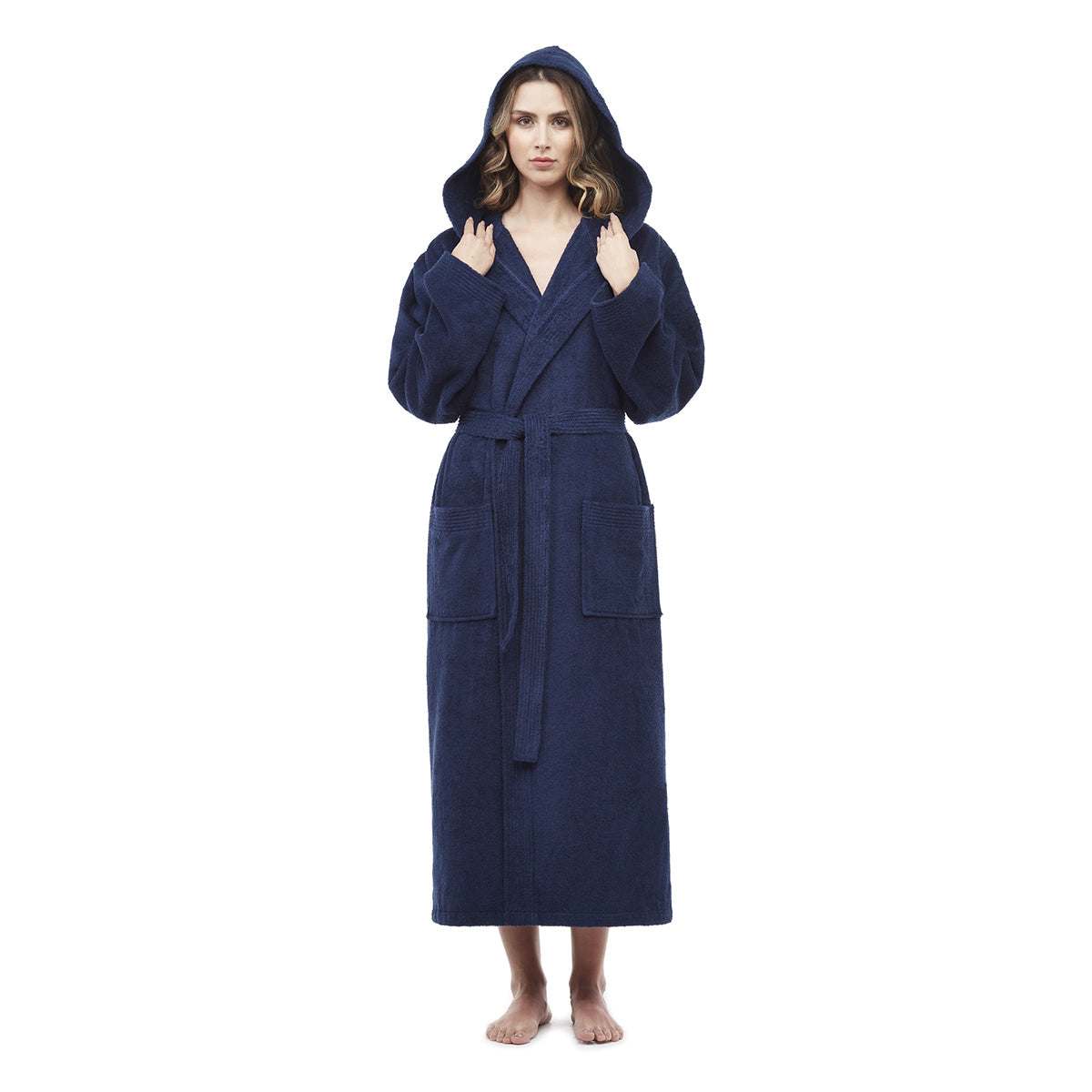 Turkish Cotton Mid-Calf Length Hooded Bathrobe - image 6