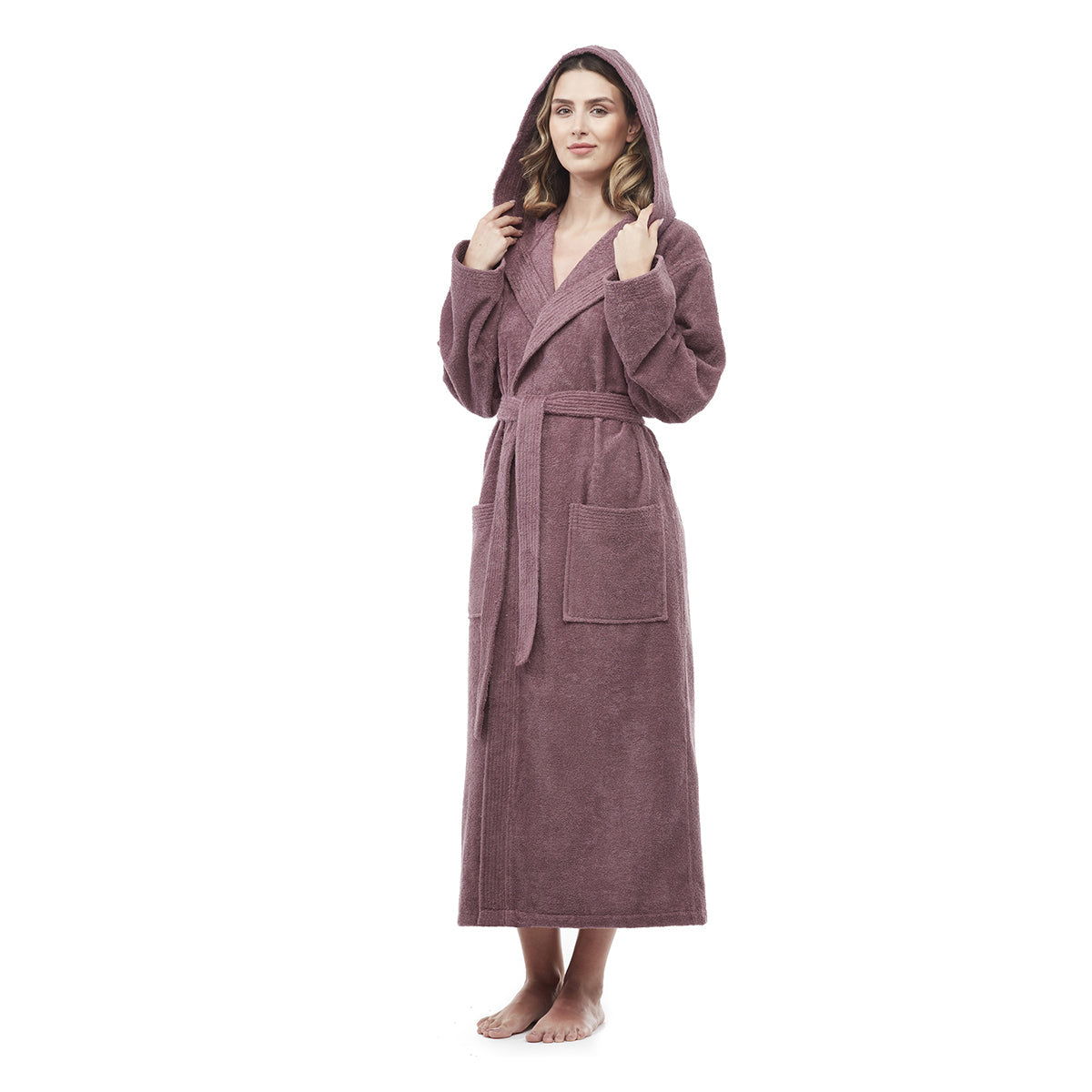 Turkish Cotton Mid-Calf Length Hooded Bathrobe - image 10