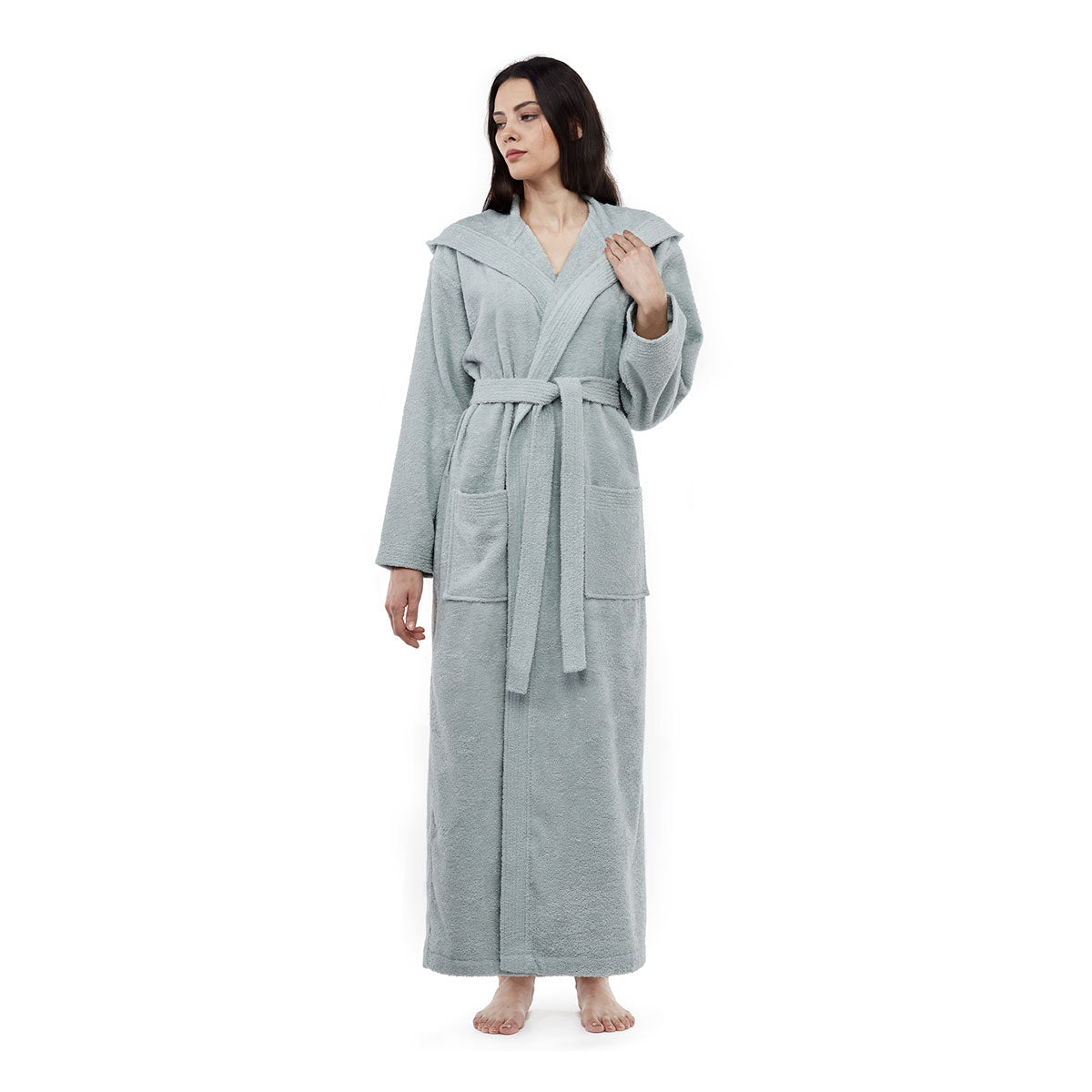 Turkish Cotton Ankle Length Hooded Bathrobe - image 32