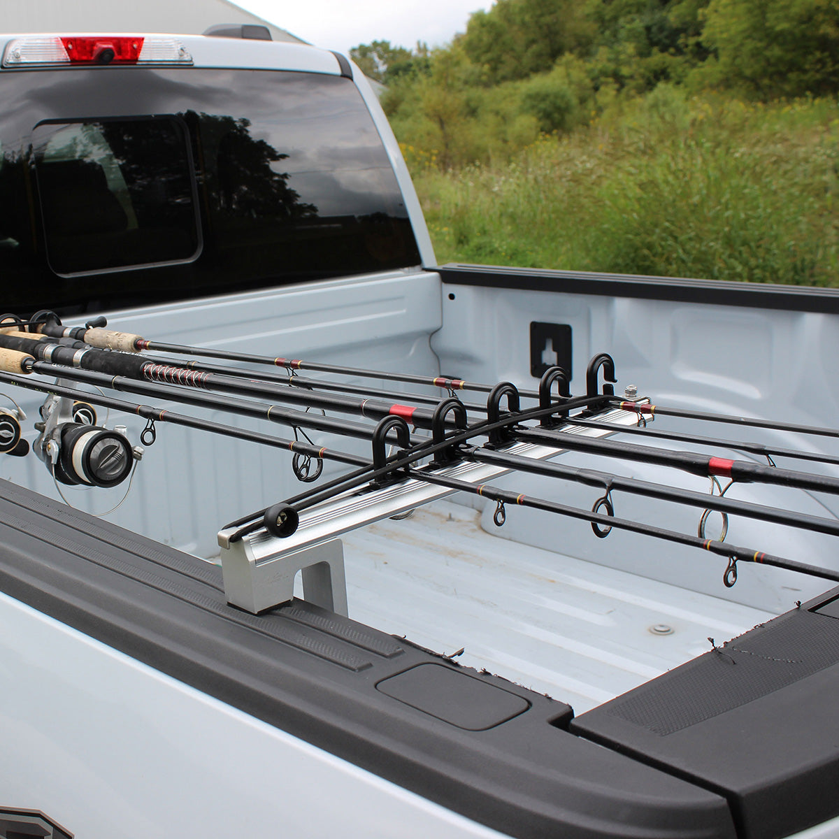 Aluminum Clamp-On Fly Fishing Rod Holder for Truck with 5 Rod Storage