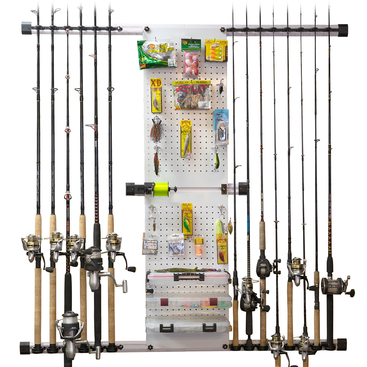 Modular 14 Fishing Rod Rack and Tackle Organizer