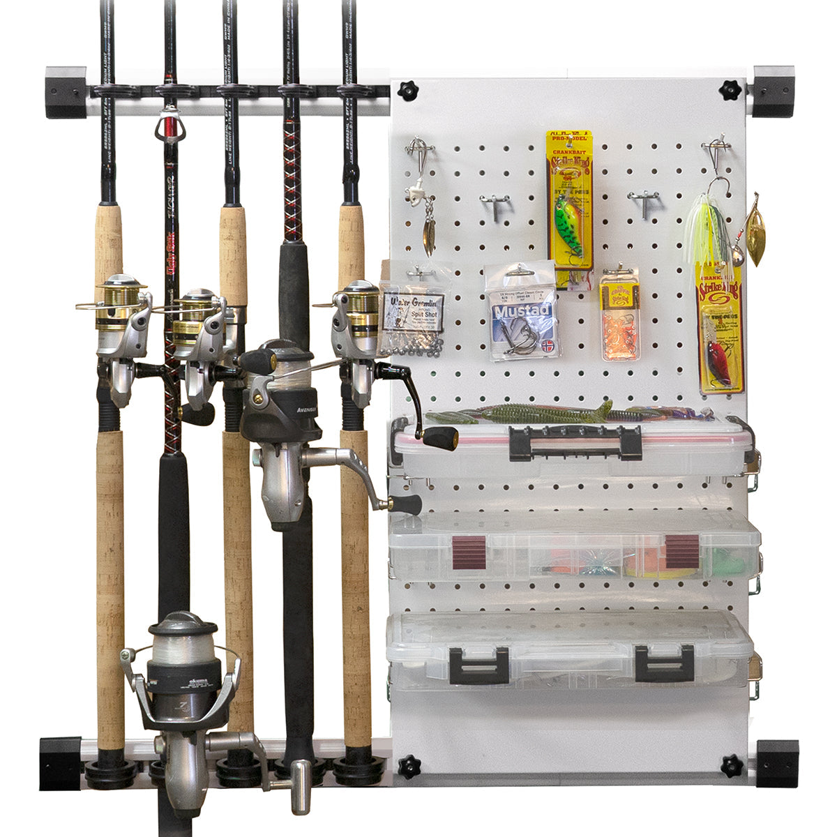 Modular 5 Fishing Rod Rack and Tackle Organizer