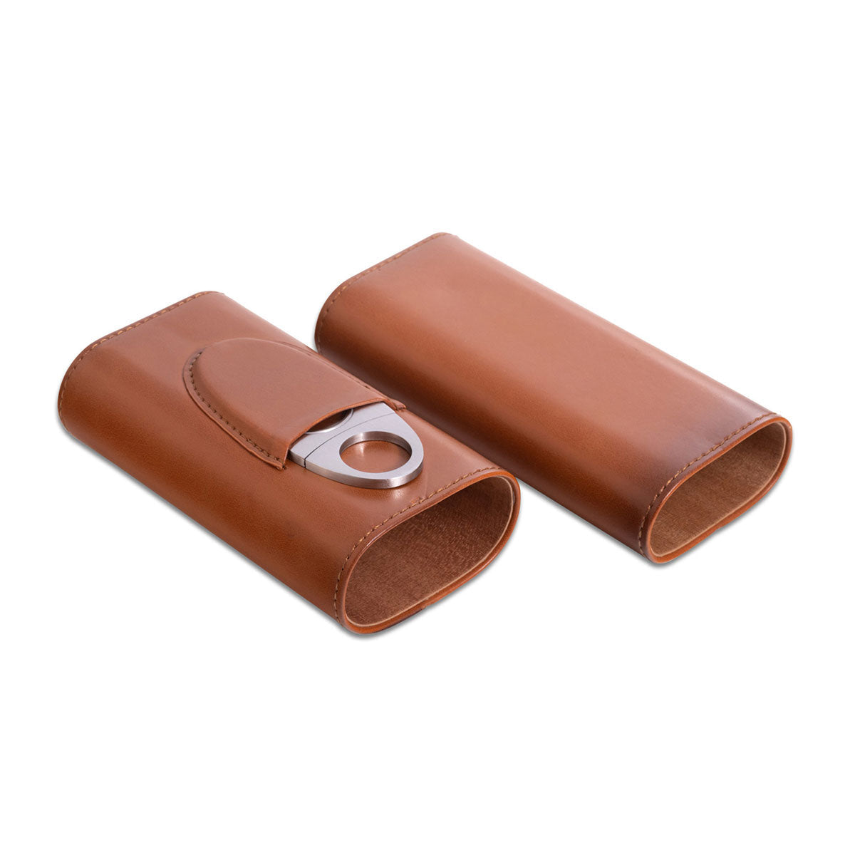 Leather Three Cigar Holder with Stainless Steel Cutter - image 8