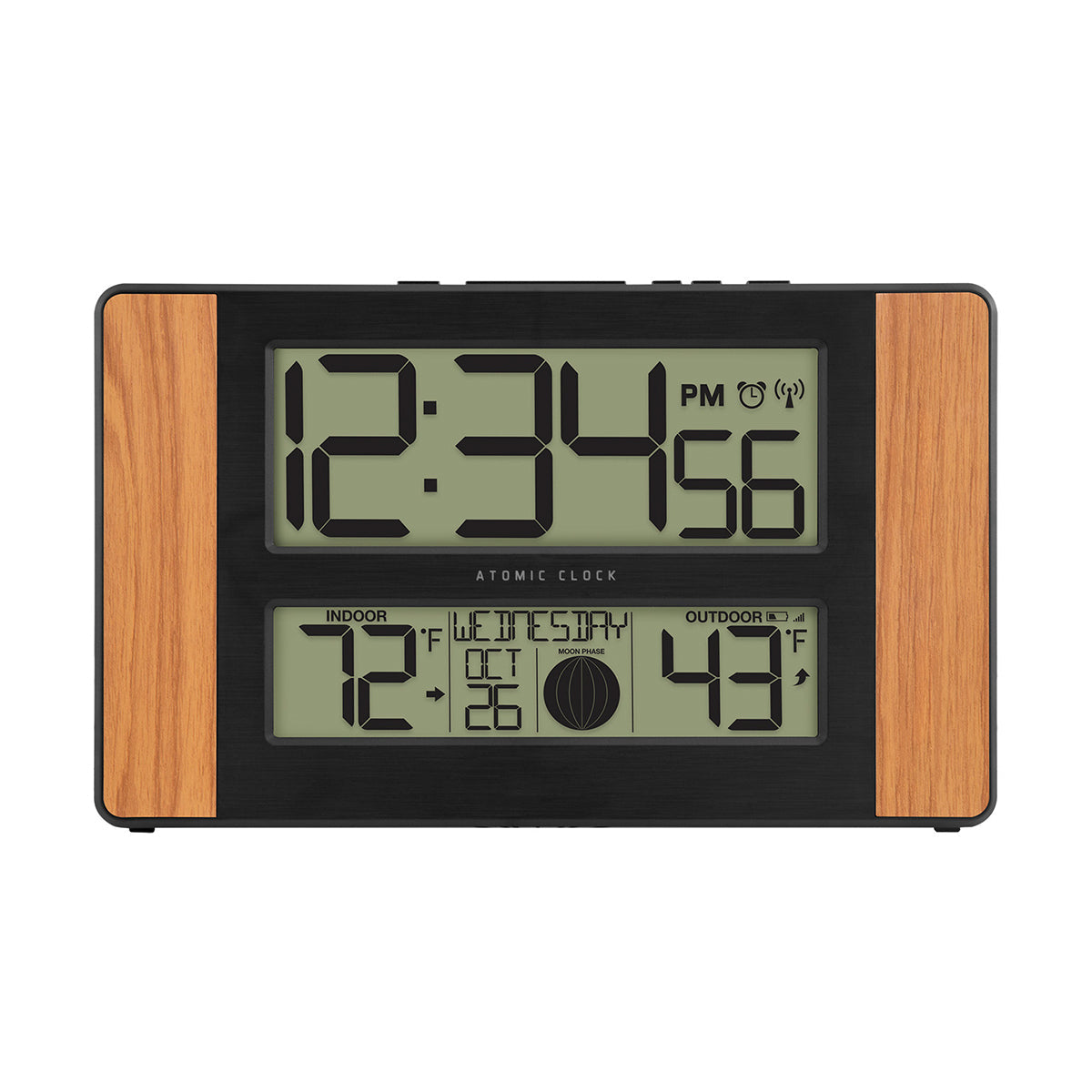 Atomic Digital Wall Clock with Temperature and Moon Phase - image 2